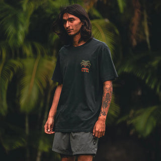 Roark Moto Palm Premium Tee in Washed Black - premium fit tee with 100% cotton and garment-dyed finish