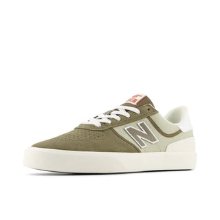 New Balance Numeric 272 skate shoe in Dark Camo/Olivine with suede and canvas, vulcanized sole.