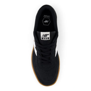 New Balance Numeric 440V2 skate shoes in Black/Gum, featuring NDurance technology and mixed material upper.