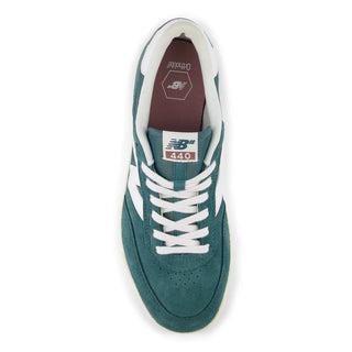 New Spruce/White New Balance Numeric 440V2 skate shoe with durable rubber cup outsole and reinforced suede.