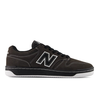 New Balance Numeric 480 black cement white skate shoe with suede and mesh.