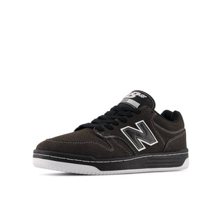 New Balance Numeric 480 black cement white skate shoe with suede and mesh.