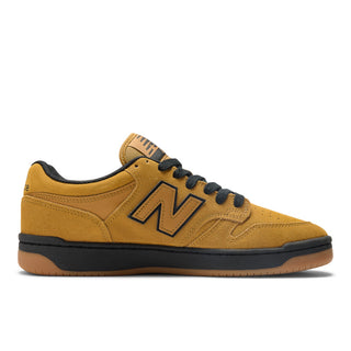 New Balance Numeric 480 skate shoes in Brown and Black with suede upper and gum outsole.