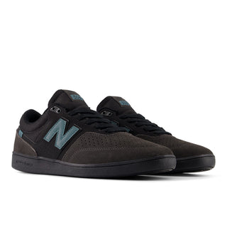 New Balance Numeric 508 Brandon Westgate skate shoe in dark grey and teal with suede toe, mesh collar, reflective details.