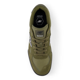 New Balance Numeric Tom Knox 600 Shoe in Olive/Black, inspired by '90s football shoes, with FuelCell foam.