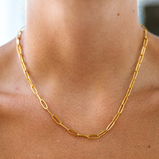 ALCO Everly necklace in 18K gold-plated stainless steel with lobster clasp, 17 inch chain, and 2 inch extender.