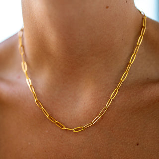 ALCO Everly necklace in 18K gold-plated stainless steel with lobster clasp, 17 inch chain, and 2 inch extender.