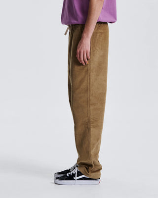 Critical Slide Fever Cord Pant in Camel with relaxed straight fit and elastic waist, made from heavy 8-wale corduroy.
