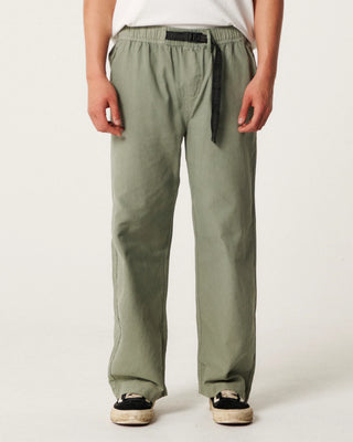 Critical Slide Outdoor Pant Dusty Green with cotton canvas build, straight-leg fit, contrast panels, and utility-inspired design.