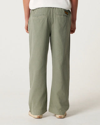 Critical Slide Outdoor Pant Dusty Green with cotton canvas build, straight-leg fit, contrast panels, and utility-inspired design.