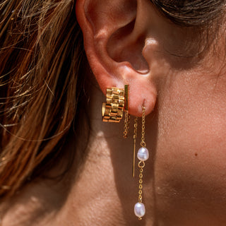ALCO Jewelry Harmony Tassel Earrings, 18K gold-plated, 925 sterling silver, hypoallergenic.