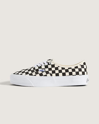 Vans LX Authentic Reissue 44 checkerboard sneaker with black and white pattern and low-top silhouette.