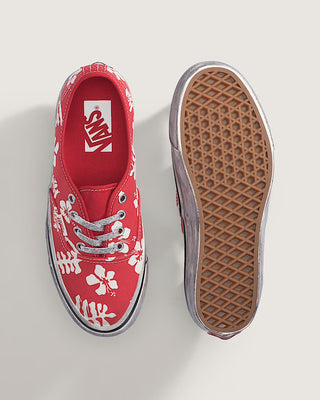 Vans LX Authentic 44 Archive Red sneaker with bright red canvas upper and classic low-top silhouette.
