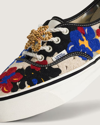 Vans LX Authentic 44 EK Needlework sneaker with floral embroidery, canvas upper, and low-top silhouette with lace details.
