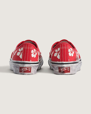 Vans LX Authentic 44 Archive Red sneaker with bright red canvas upper and classic low-top silhouette.
