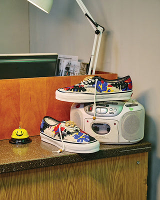 Vans LX Authentic 44 EK Needlework sneaker with floral embroidery, canvas upper, and low-top silhouette with lace details.