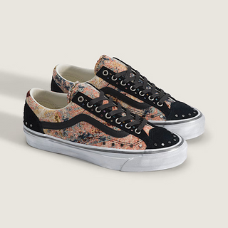 Vans Premium Old Skool 36 Floral Rivets in Black/Multi with floral print, metal rivets, Sola Foam ADC cushioning, and a signature waffle outsole