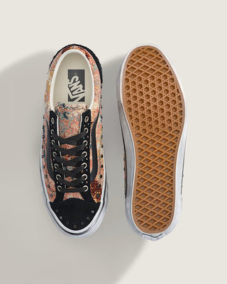 Vans Premium Old Skool 36 Floral Rivets in Black/Multi with floral print, metal rivets, Sola Foam ADC cushioning, and a signature waffle outsole
