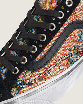 Vans Premium Old Skool 36 Floral Rivets in Black/Multi with floral print, metal rivets, Sola Foam ADC cushioning, and a signature waffle outsole