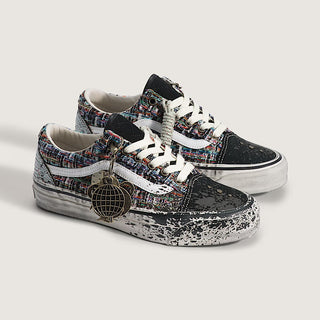Vans LX Old Skool Charms Black Grey sneaker with textured tweed upper, splatter design, and metal charm detail.