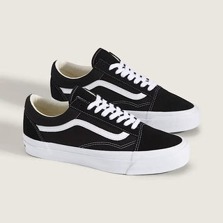 Vans LX Premium Old Skool shoes in Black and White with suede upper and classic Sidestripe design.