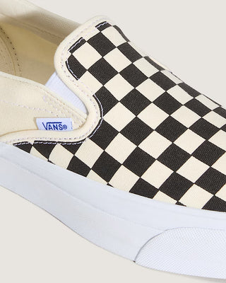 Vans LX Slip-On Reissue 98 Checkerboard shoe with low-profile slip-on design and classic two-tone canvas upper.