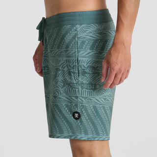 Roark Chiller 17" Boardshorts in Slate Green with drawstring waist and hybrid pockets.