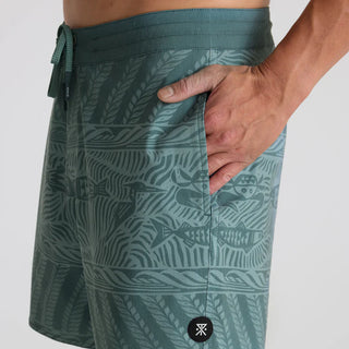 Roark Chiller 17" Boardshorts in Slate Green with drawstring waist and hybrid pockets.