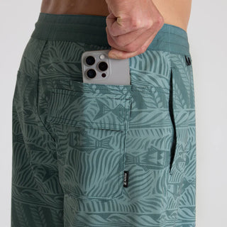 Roark Chiller 17" Boardshorts in Slate Green with drawstring waist and hybrid pockets.