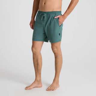 Roark Shorey Trunks in Sage Green with elastic waistband and water-resistant stretch fabric.