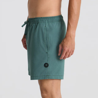 Roark Shorey Trunks in Sage Green with elastic waistband and water-resistant stretch fabric.