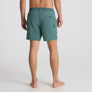 Roark Shorey Trunks in Sage Green with elastic waistband and water-resistant stretch fabric.