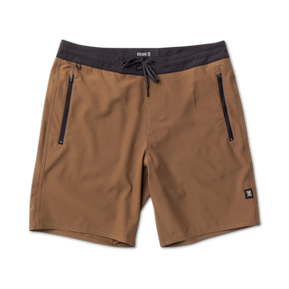 Roark Venture Boardshorts in Otter - standard fit boardshorts with 4-way stretch ripstop, water-repellent finish, and zip pockets
