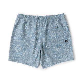 Roark Men's Shorey Boardshorts in Slate — recycled polyester-cotton blend with DWR water-resistant treatment, four-way stretch, and elastic waistband for beach and adventure.


