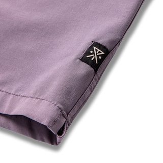 Roark Shorey Boardshorts in Washed Dusty Lilac - standard fit boardshorts with 4-way stretch, water-resistant finish, and hand pockets