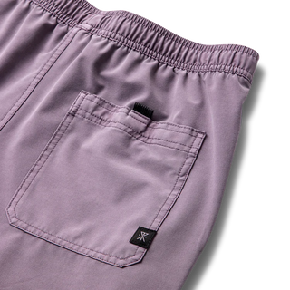 Roark Shorey Boardshorts in Washed Dusty Lilac - standard fit boardshorts with 4-way stretch, water-resistant finish, and hand pockets