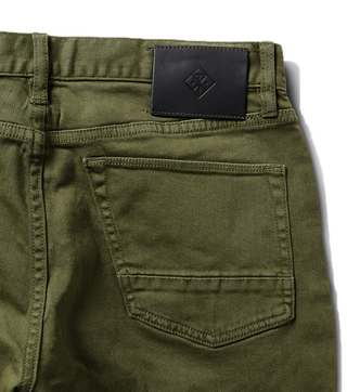 Roark Hwy 128 Straight Fit Jeans, Military 2, broken twill, comfortable rise, YKK zipper, durable poly/cotton pocketing.