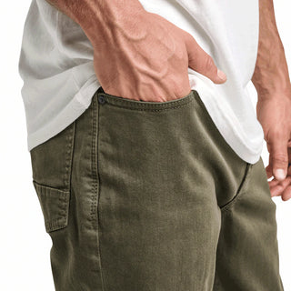 Roark Hwy 128 Straight Fit Jeans, Military 2, broken twill, comfortable rise, YKK zipper, durable poly/cotton pocketing.