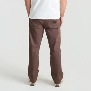 Roark HWY 1 Utility Denim Pants in Cocoa Bean, loose fit 97% cotton 3% elastane Bedford cord pants with 30 inch inseam, 18 inch leg opening, 5-pocket workwear design, painter's pocket on right leg, cell stash pocket, and wider belt loops