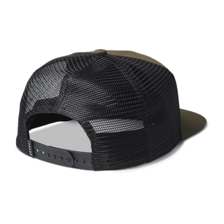 Durable cotton canvas Roark trucker hat with mesh back, military/pignoli, custom patch.