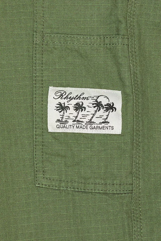 Rhythm Market Pant in Olive, lightweight 100% cotton twill straight-leg trouser with classic four-pocket styling and zip fly with button closure