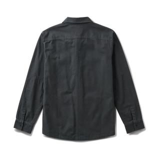 Roark Hebrides Unlined Jacket in Onyx with embroidered sun and flower patches.