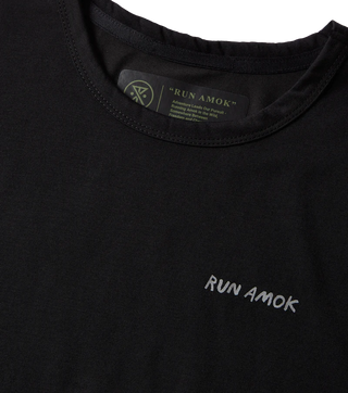 Roark Run Amok Black Mathis Core Tee, DriRelease® tech for quick drying, workout and trail ready.