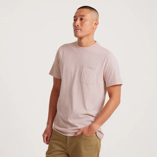 Roark Made to Fade Dusty Violet tee with front pocket and pigment-dyed cotton finish.