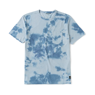 Roark Mathis Active Tie Dye Pocket Short Sleeve Tee in Neptune, classic crewneck fit in 85% recycled polyester 15% cotton DriRelease jersey knit with chest pocket, quick-dry technology, interior hanger loop, and Neptune tie dye colorway