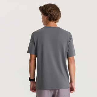 Roark Mathis Active Core Short Sleeve Tee in Charcoal — lightweight Drirelease® jersey knit with moisture-wicking, quick-dry performance, classic crewneck fit, interior hanger loop, and heat transfer label