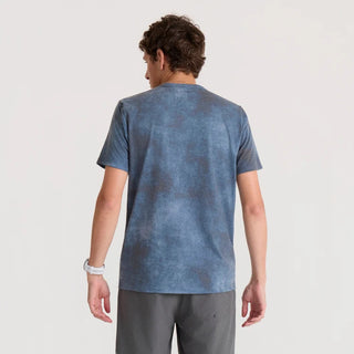 Roark Mathis Active Allover Short Sleeve Tee in Dark Slate — Drirelease® jersey with moisture-wicking, quick-dry performance, classic crewneck fit, interior hanger loop, and heat transfer label