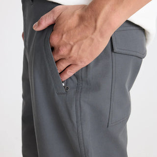 Roark Layover Pro Pants in Charcoal with stretch fit and ventilated back panel.