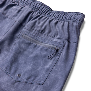 Roark Serrano 7 inch Active Stretch Shorts in Neptune, athletic fit lightweight REPREVE recycled polyester shorts with DWR water-resistant finish, side zip pocket, dual slash pockets, and rear YKK zip pocket