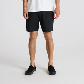 Roark Layover Pro Shorts in Black with stretch fabric and hybrid waistband